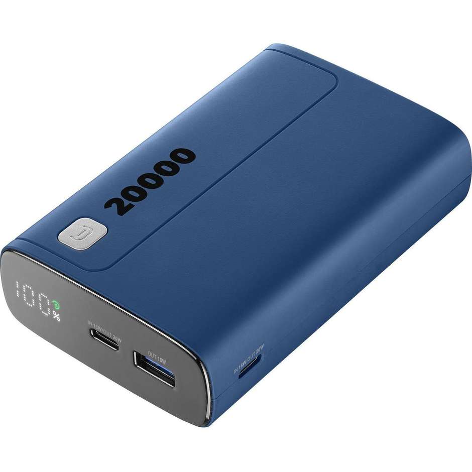 Cellularline Elite 20000 Power Bank 20000 mAh Display LED Power Delivery 20W Blu (PBDISPL01PD20000B)