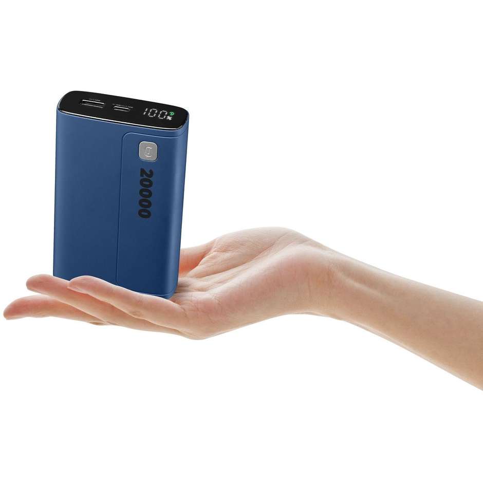 Cellularline Elite 20000 Power Bank 20000 mAh Display LED Power Delivery 20W Blu (PBDISPL01PD20000B)