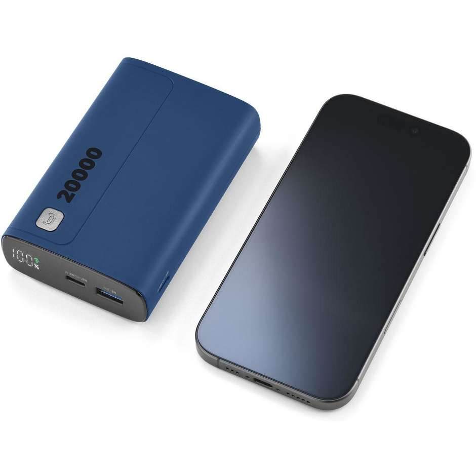 Cellularline Elite 20000 Power Bank 20000 mAh Display LED Power Delivery 20W Blu (PBDISPL01PD20000B)