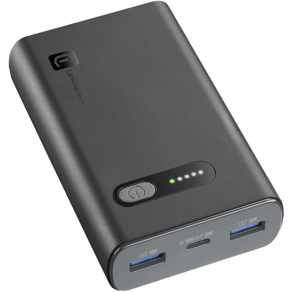 Cellularline Fast Charge Power Bank 10000 mAh Power Delivery 20W USB-C Nero (PBFAST01PD10000K)