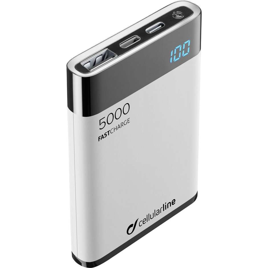 Cellularline FreePower Manta 5000 HD Power Bank 5000 mAh USB-C Certificato MFi Bianco (FREEPMANTA5HDMFIW)