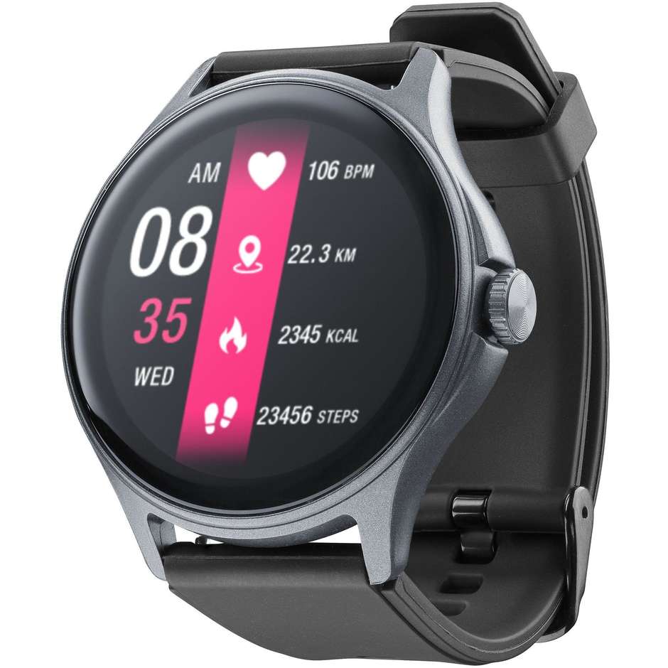 Cellularline ION PRO Round Smartwatch 1.38" Cassa Circolare Chiamate Vivavoce Bluetooth Colore Nero
