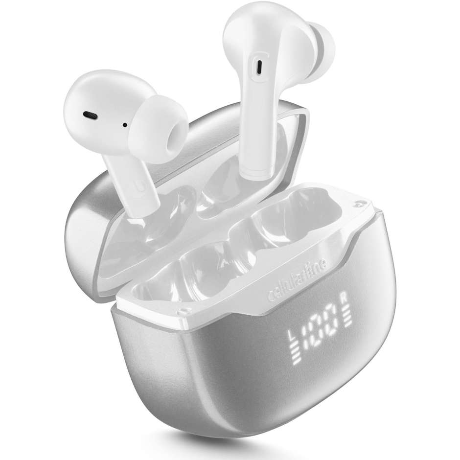 Cellularline Key Pro Auricolari True Wireless TWS con Custodia di Ricarica Touch Control Bianco