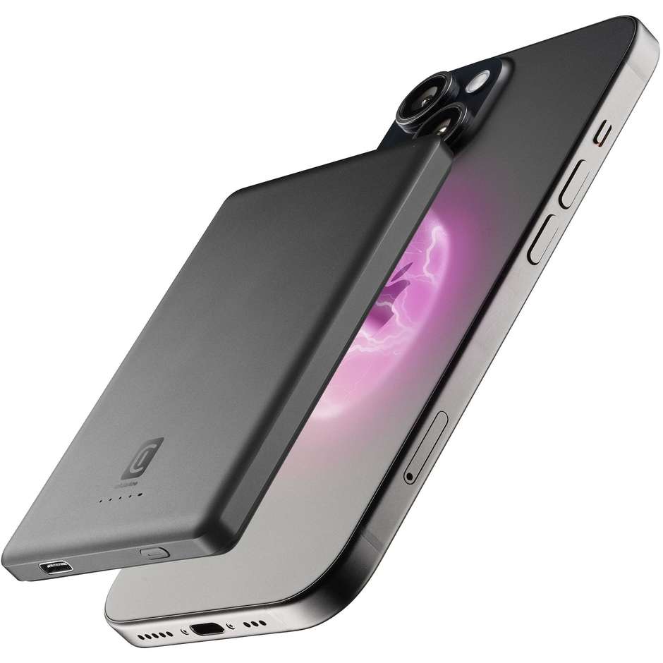 Cellularline Mag Lite Power Bank Wireless 5000 mAh Compatibile MagSafe Grigio