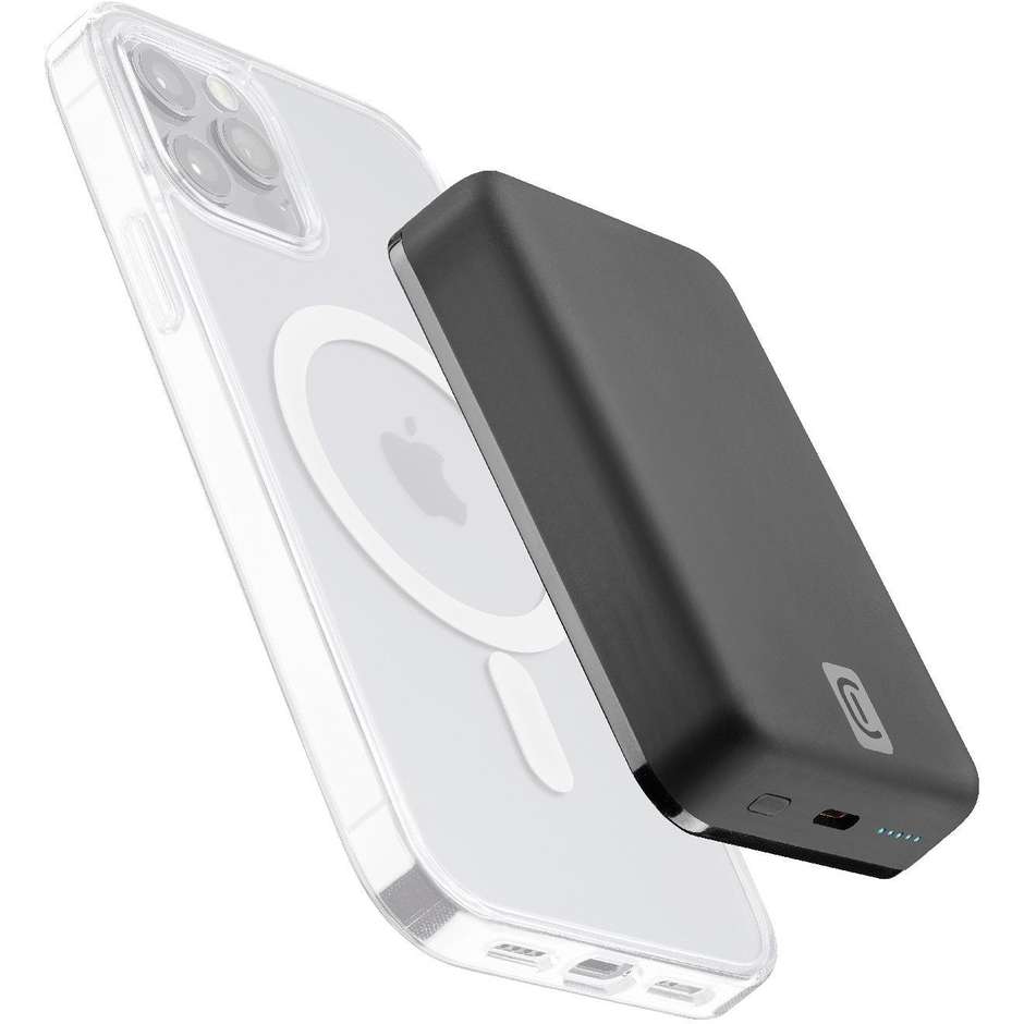 Cellularline MagSafe Power Bank Wireless 10000 mAh Ricarica Rapida Magnetica Nero (PBMAGSF10000WIRK)