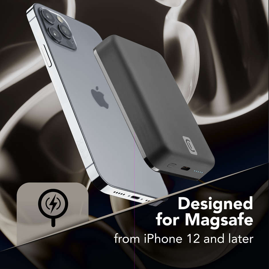 Cellularline MagSafe Power Bank Wireless 10000 mAh Ricarica Rapida Magnetica Nero (PBMAGSF10000WIRK)