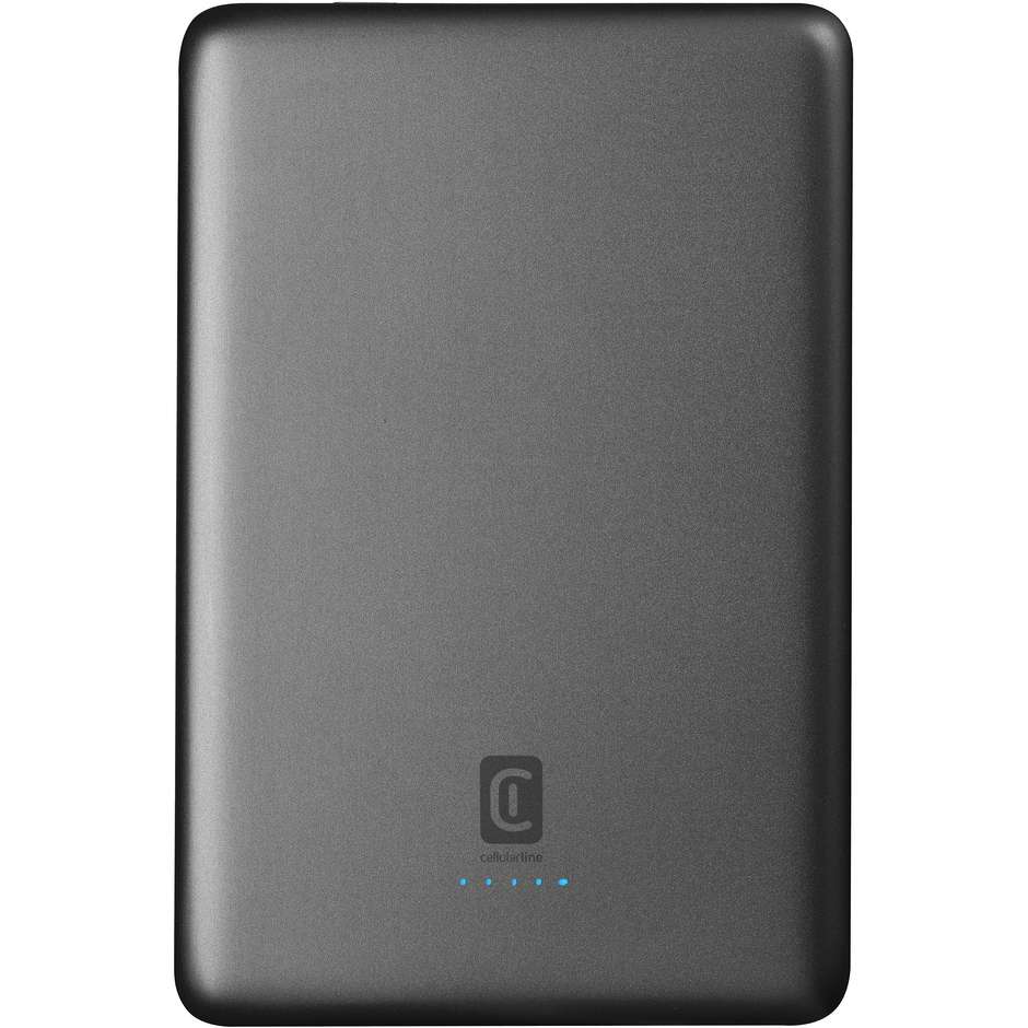 Cellularline MagSlim Power Bank 10000 mAh Wireless Magnetico compatibile MagSafe Grigio (PBMAGSLIM10000WIRD)