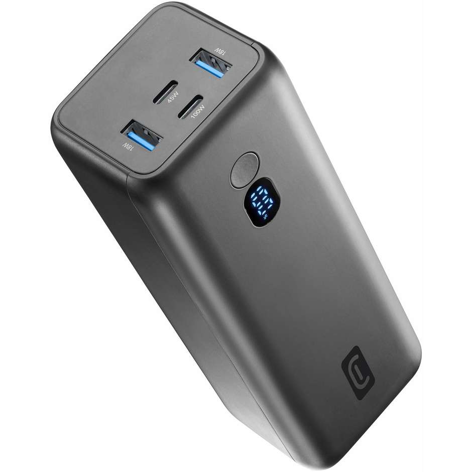 Cellularline Maxi 27000 Power Bank 27000 mAh 100W Power Delivery per Laptop e Smartphone Nero (PBMAXIIT27000K)