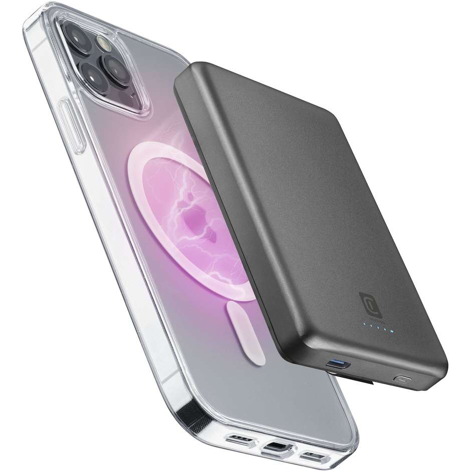 Cellularline PBMAGSLIM10000WIRD Power Bank 10000 mAh Wireless compatibile MagSafe Grigio