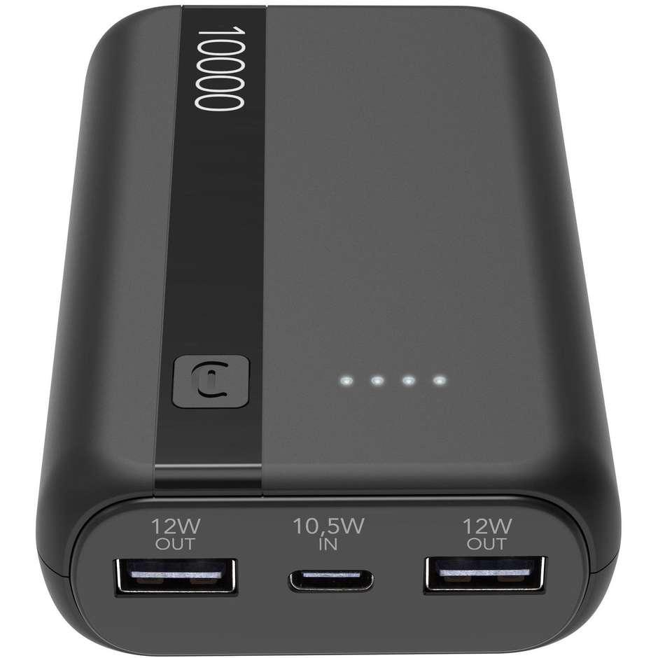 Cellularline Power Bank 10000 mAh Caricabatterie Portatile USB Dual Port Nero