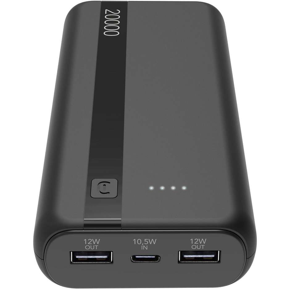 Cellularline Power Bank 20000 mAh Caricabatterie Portatile USB Dual Port Nero
