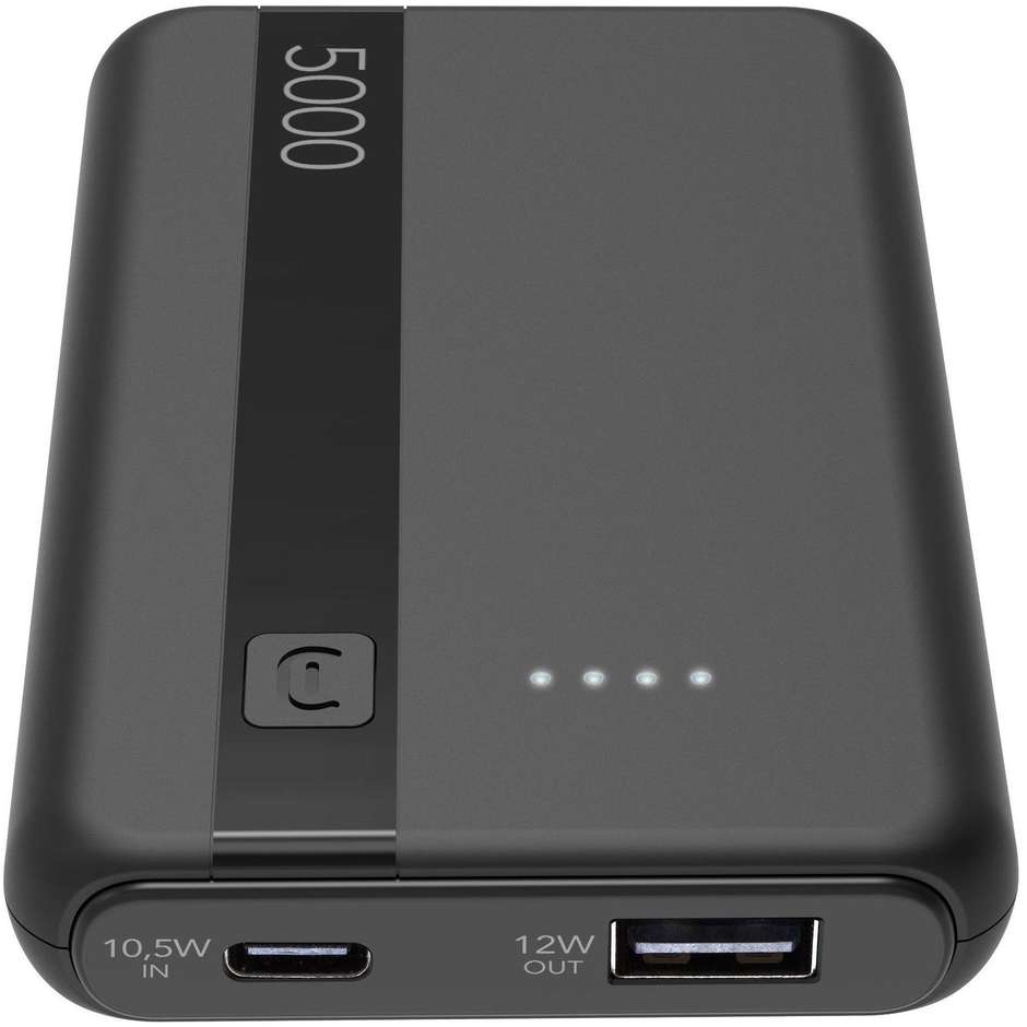 Cellularline Power Bank 5000 mAh Caricabatterie Portatile Compatto USB-C Nero