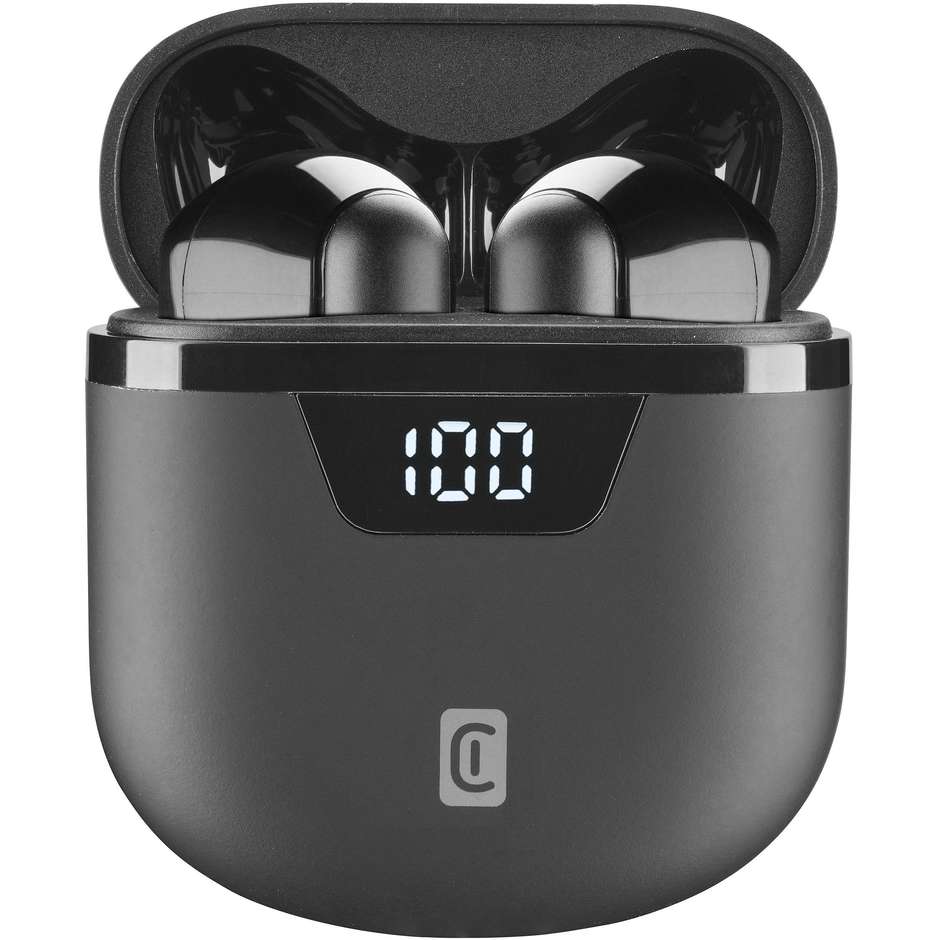 Cellularline Seek Pro Auricolari True Wireless TWS con Custodia Tascabile e Display LED Nero