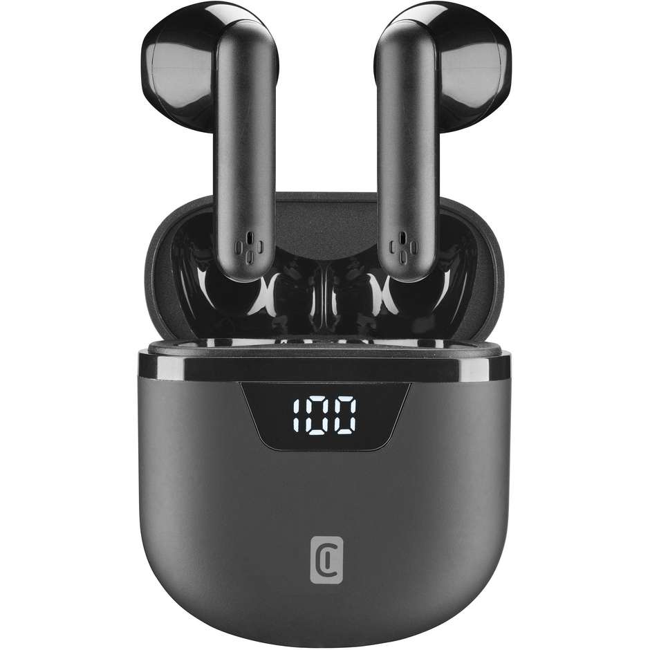 Cellularline Seek Pro Auricolari True Wireless TWS con Custodia Tascabile e Display LED Nero