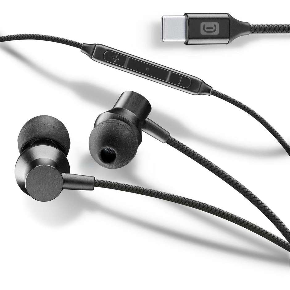 Cellularline Sparrow Auricolari In-Ear Stereo con Cavo USB-C Microfono e Telecomando Finitura Metallica