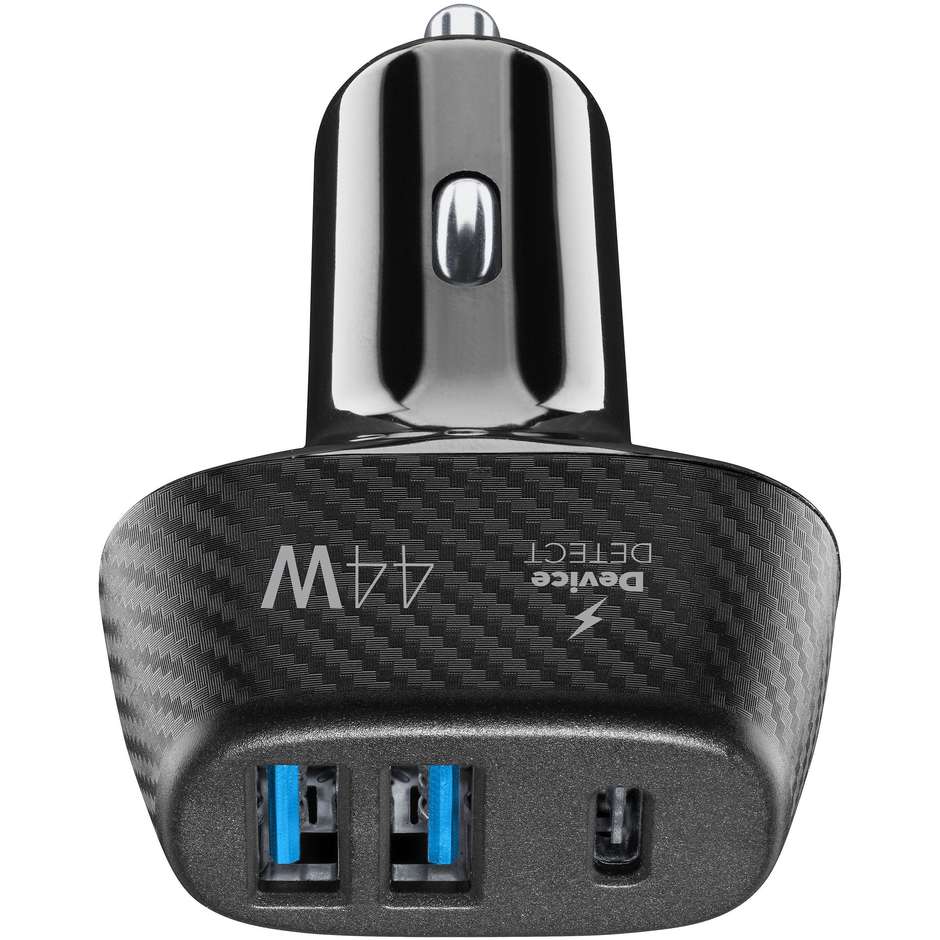 Cellularline USB3PD44WK Caricabatterie da Auto Presa Accendisigari 12V Fast Charge Nero
