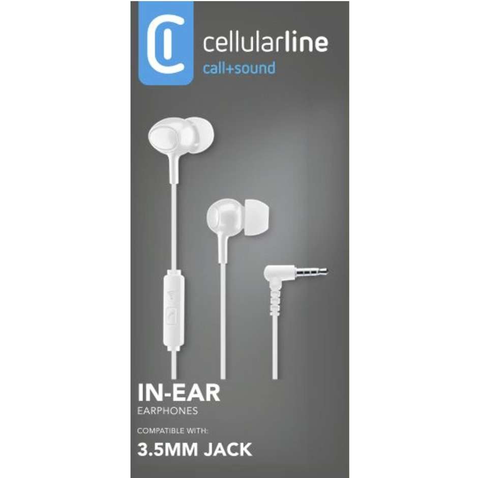 Cellularline Voice In-Ear Auricolari Stereo con Cavo Jack 3.5mm Microfono e Isolamento Acustico Bianco