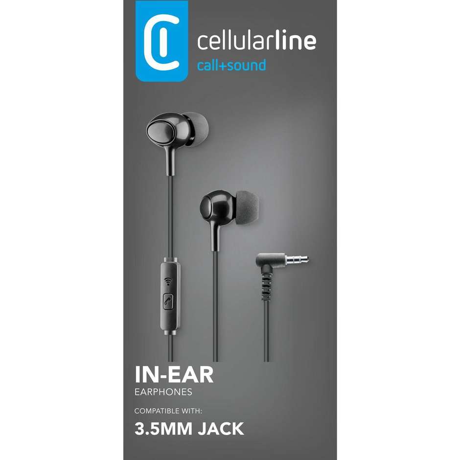 Cellularline VOICE IN-EAR, auricolari stereo con jack 3,5 mm neri