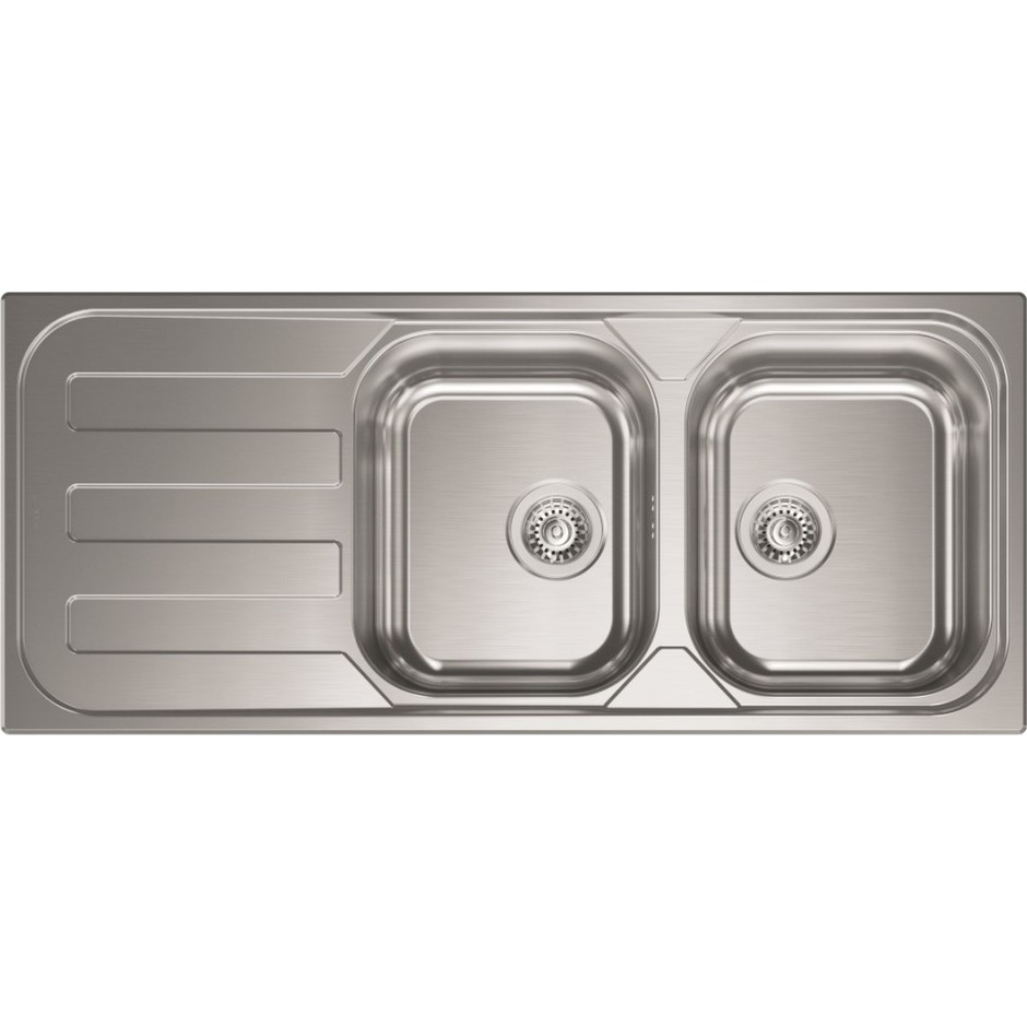 CM Ghibli Lavello da incasso 116 × 50 cm 2 vasche a sinistra acciaio inox satinato