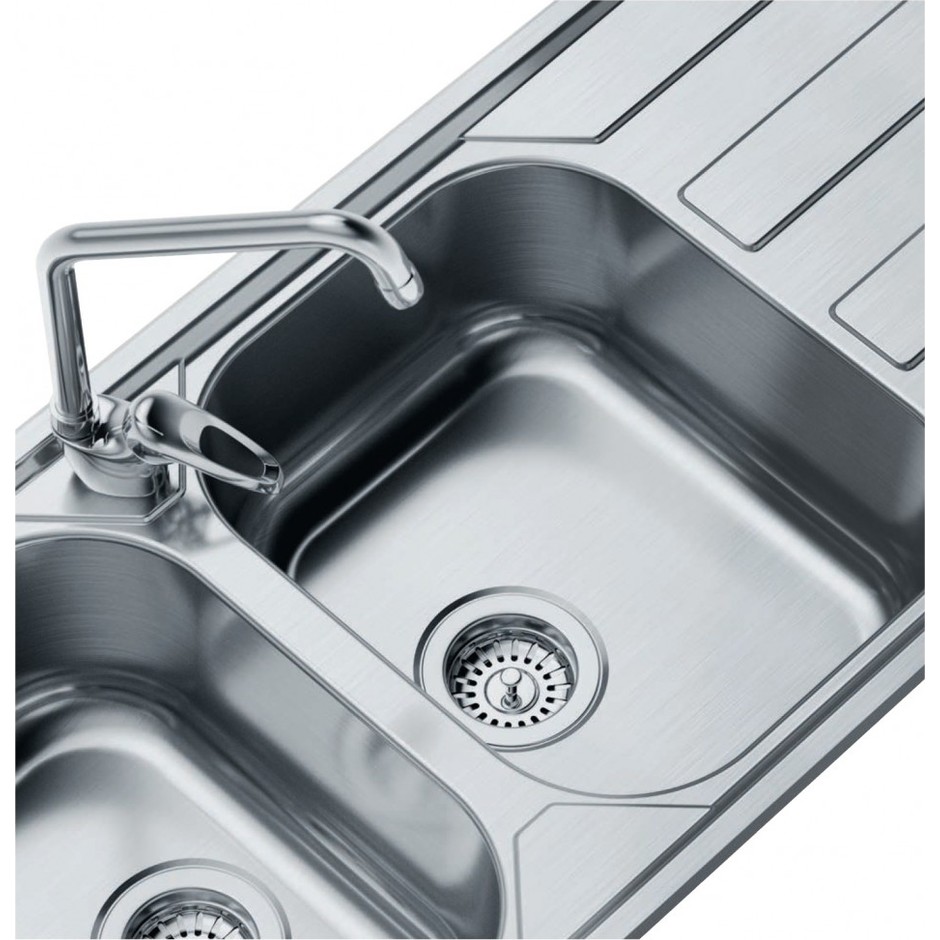 CM Ghibli Lavello da incasso 116 × 50 cm 2 vasche a sinistra acciaio inox satinato