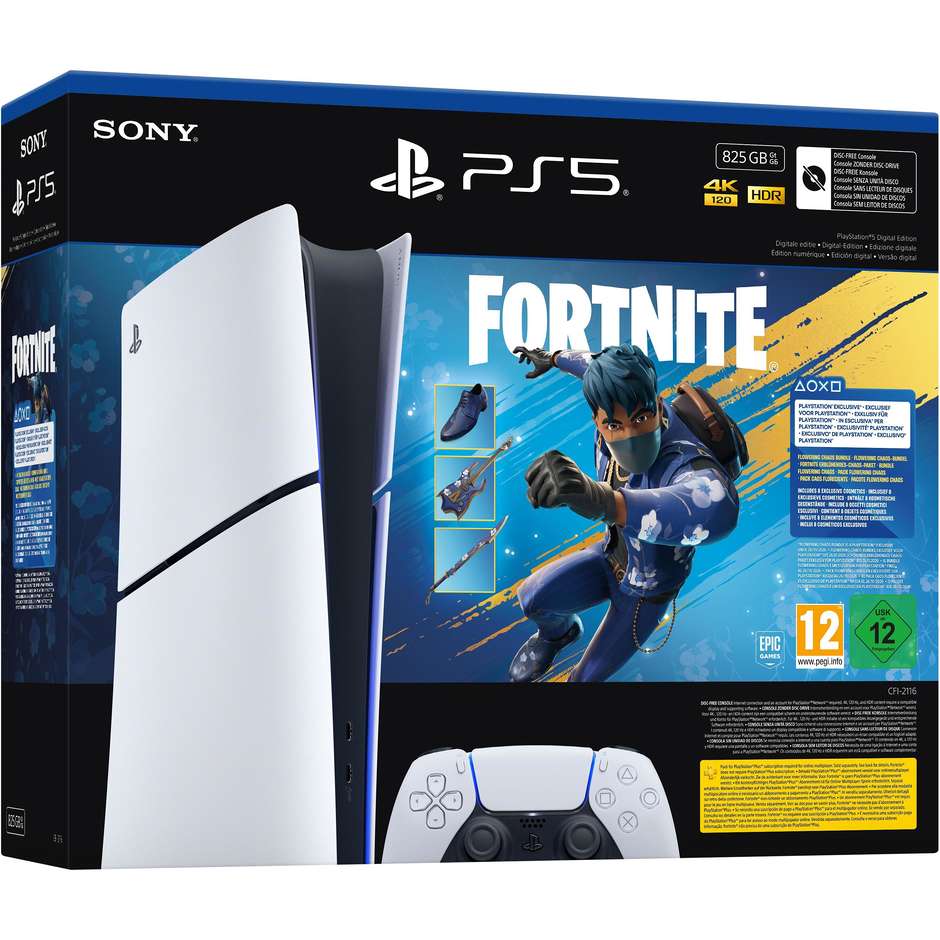console ps5 digital e slim 825gb +fortnite flower