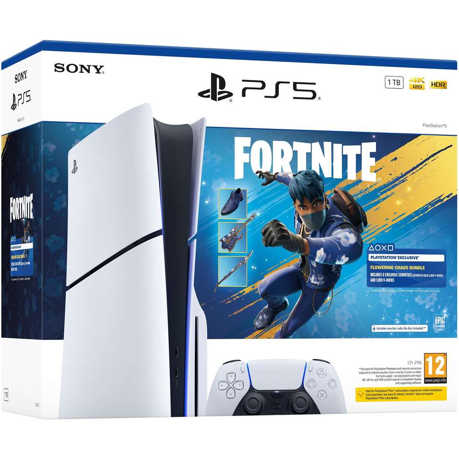 console ps5 disc e slim 1tb +fortnite flowering c
