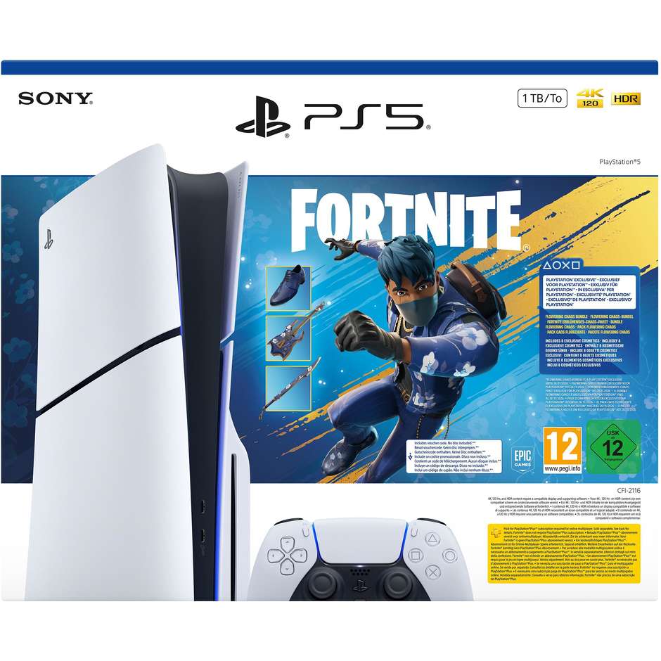 console ps5 disc e slim 1tb +fortnite flowering c