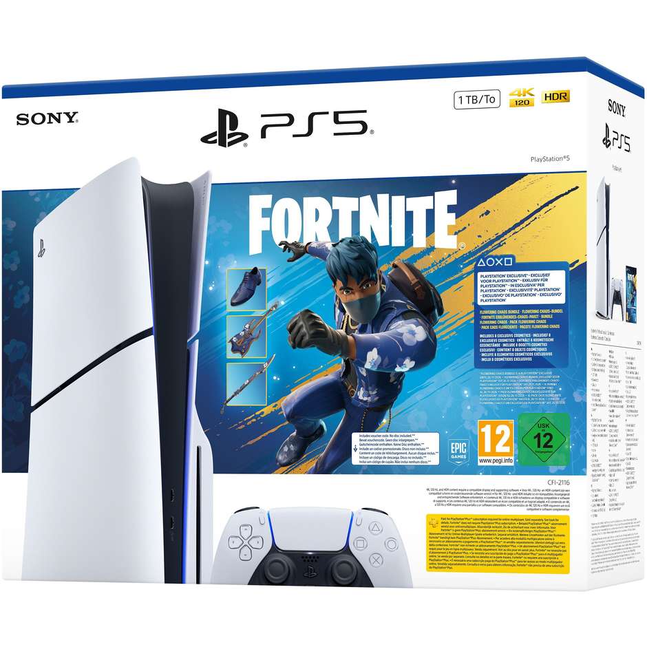 console ps5 disc e slim 1tb +fortnite flowering c