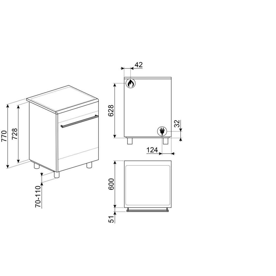 cucina 60x60 multi6 70lt a vent 4f nera puliziava