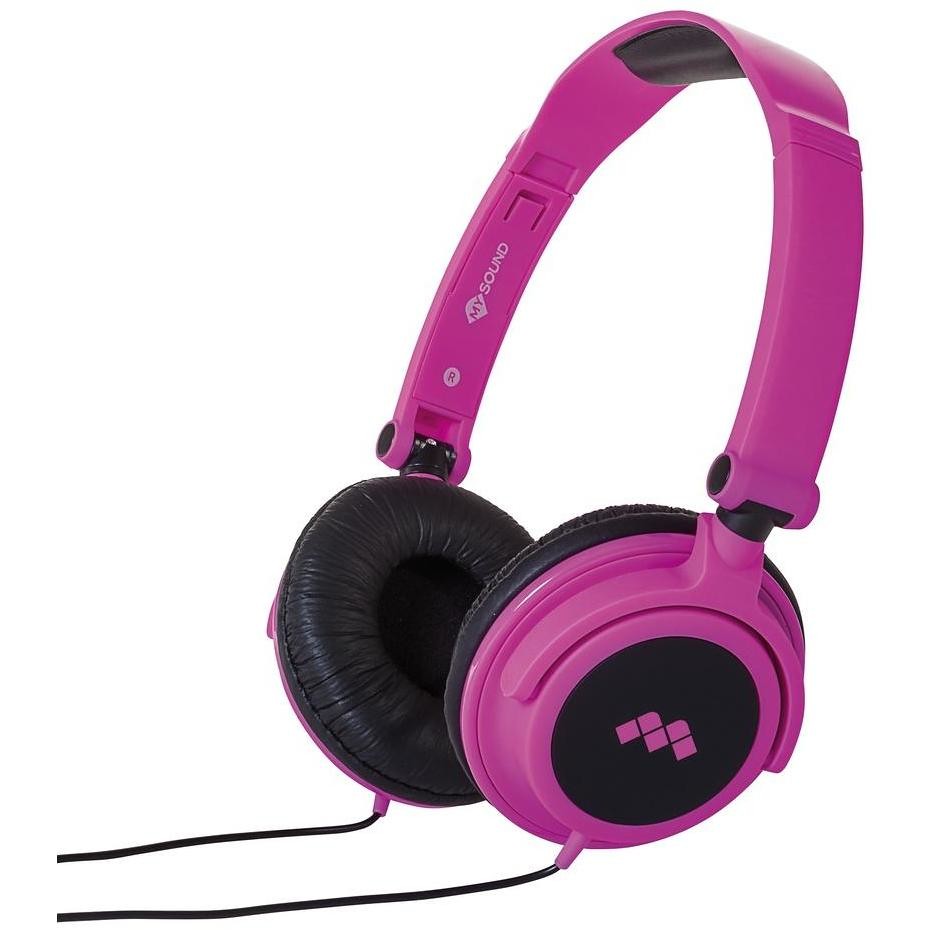 cuffia c/microfono fucsia/nera