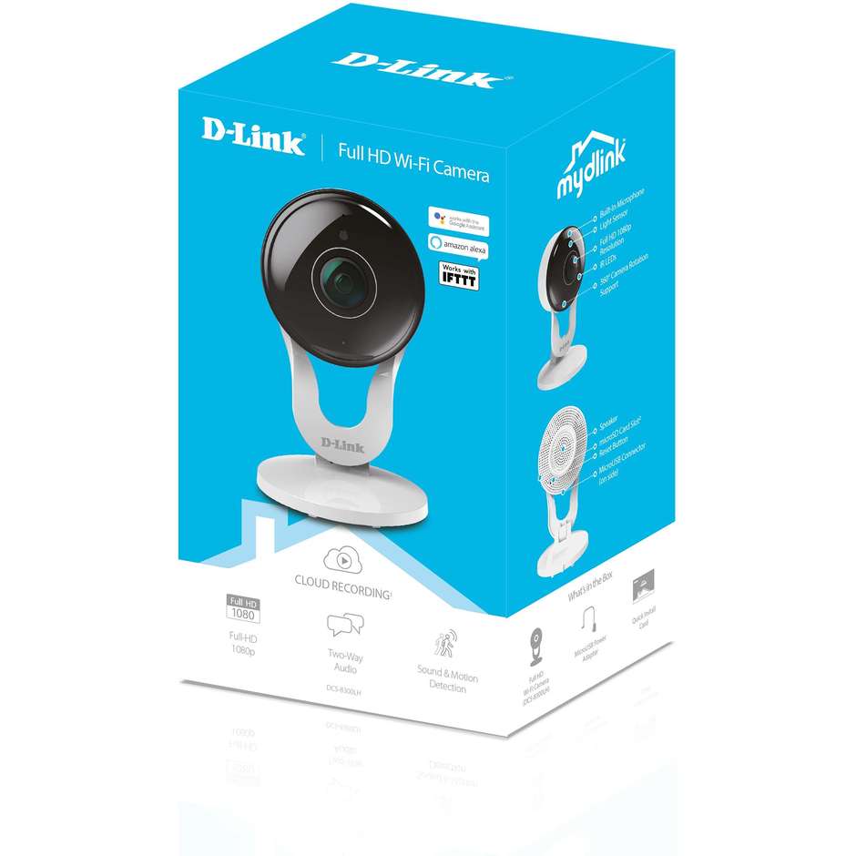 D-Link DCS-8300LH Videocamera per interni mydlink Full HD Obiettivo 137° Wifi colore Bianco