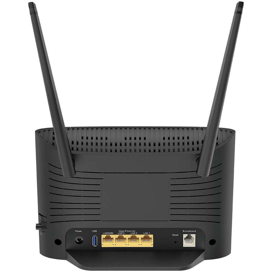 D-Link DSL-3788 Modem Router VDSL2/ADSL2+ Wi-Fi AC1200 Dual Band con 4 Porte LAN e Porta USB - Nero