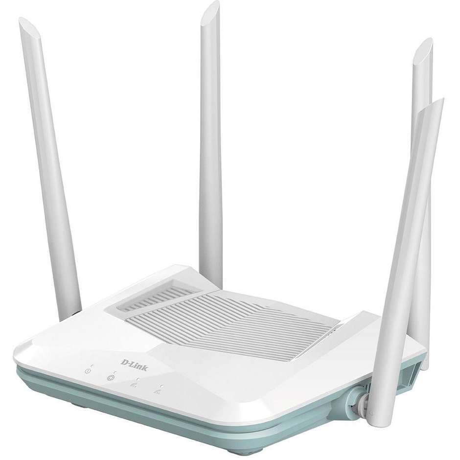D-Link R15 EAGLE PRO AI Router Wi-Fi 6 AX1500 Dual Band con 4 Porte Gigabit e Ottimizzazione Intelligente AI - Bianco