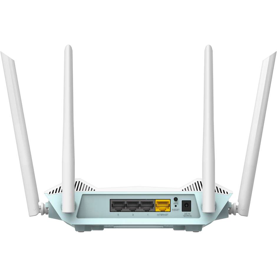 D-Link R15 EAGLE PRO AI Router Wi-Fi 6 AX1500 Dual Band con 4 Porte Gigabit e Ottimizzazione Intelligente AI - Bianco