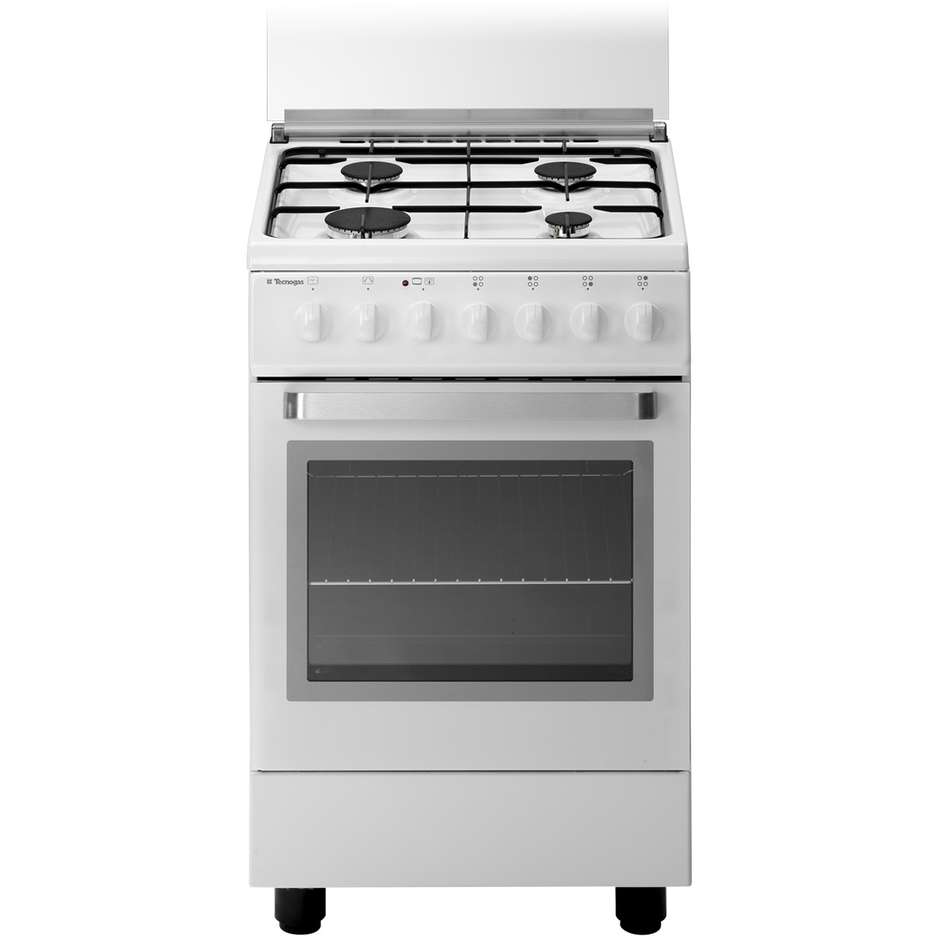 D12WS Tecnogas cucina 50x50 4 fuochi a gas forno a gas con grill elettrico 55 litri classe A bianco