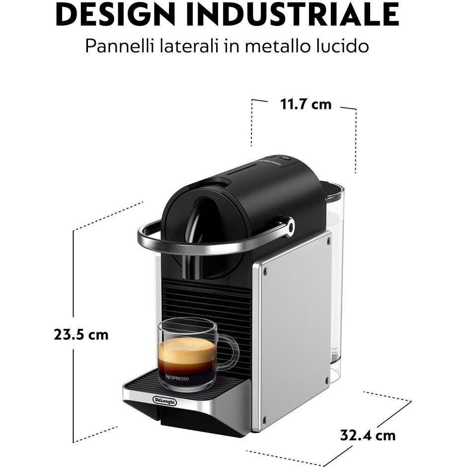 De Longhi EN127.S Macchina per caffè a capsule Automatica Capacità 1 Lt Potenza 1260 W Colore Nero, Grigio