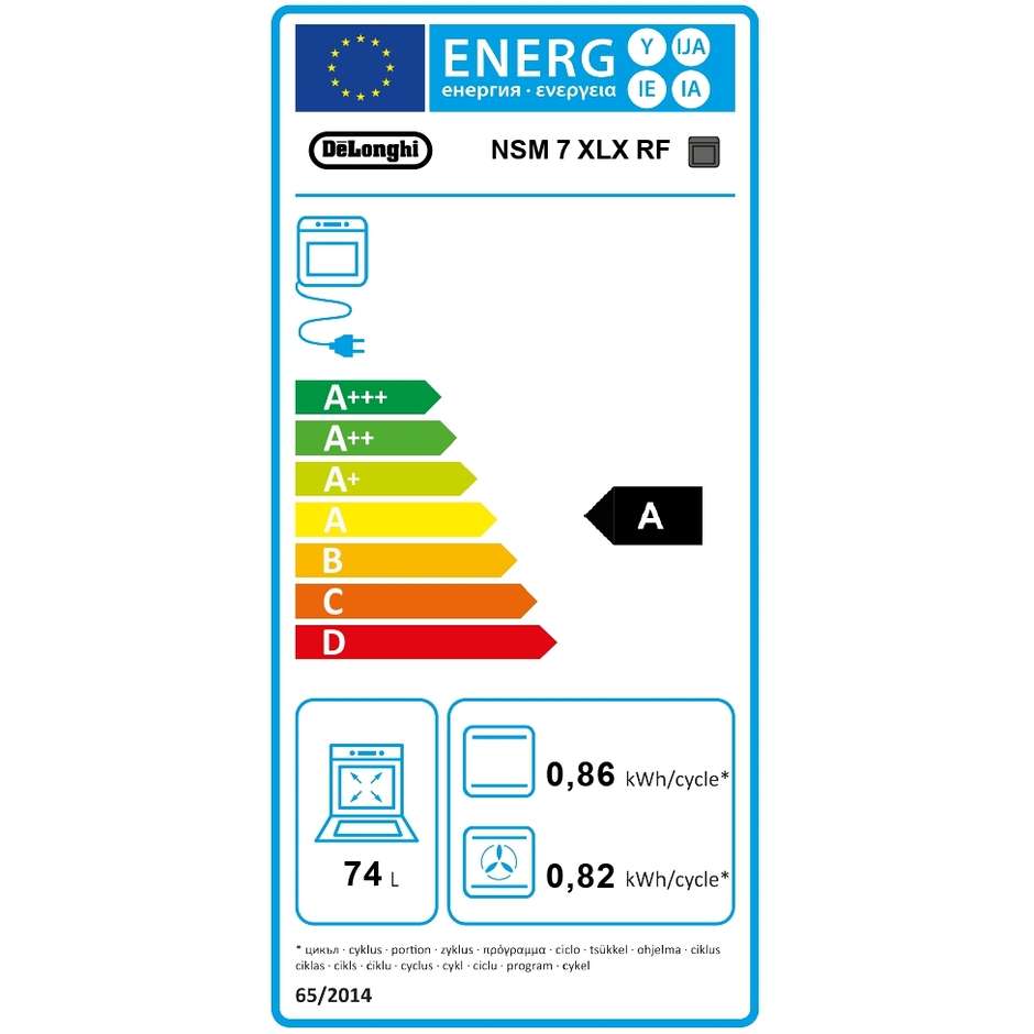 De Longhi NSM 7 XLX RF Forno Elettrico da Incasso 74 Litri Vapore Pizza Idroclean Guide Telescopiche Classe A Inox