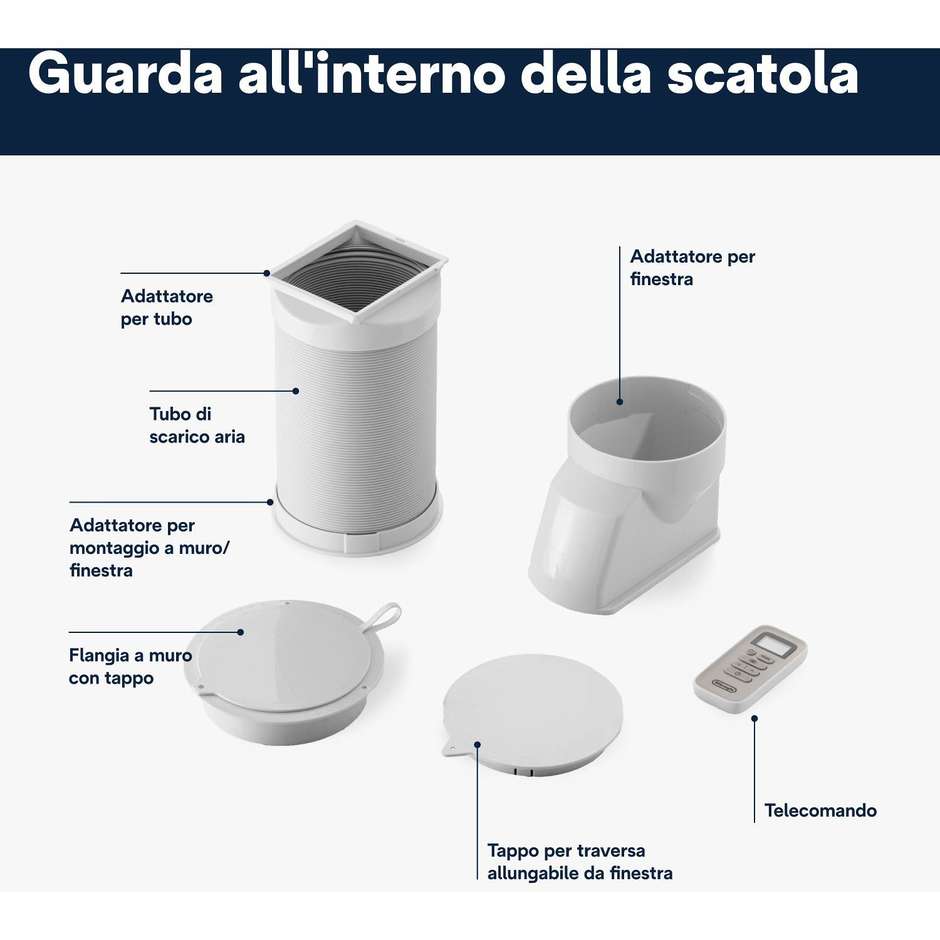 De Longhi PACES72CLA Condizionatore portatile monoblocco Adatto per stanze fino a 60 m³ Potenza 808 W Classe A Colore Bianco