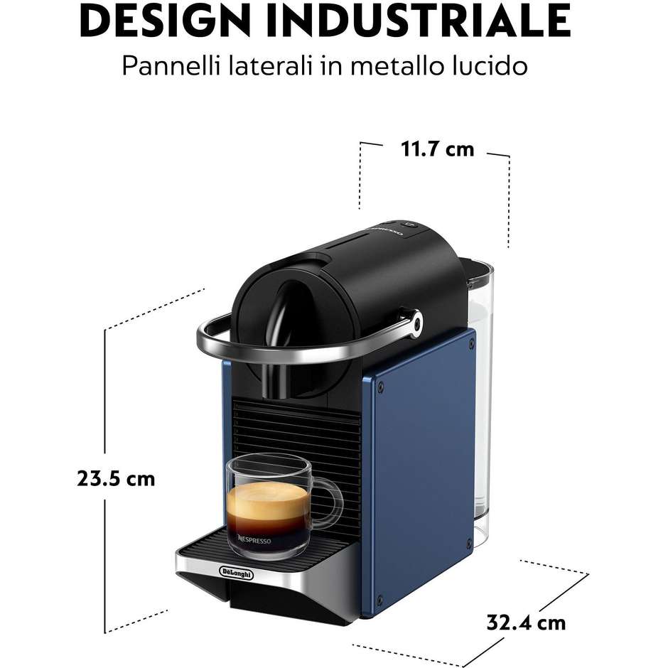 De Longhi Pixie EN127.BL Automatica Macchina per caffè a capsule 1 Lt Potenza 1260 W Colore Nero, Blu, Argento