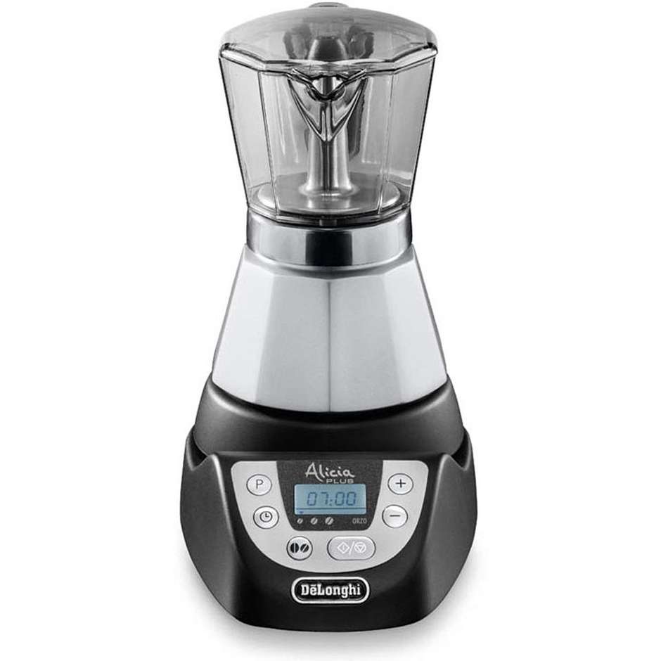 De'Longhi Alicia Plus EMKP 42.B Moka Elettrica Digitale con Timer 2-4 Tazze con Riduttore 450 W Nero e Argento
