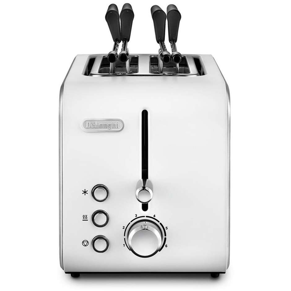 De'Longhi Distinta Moments CTX2203.W Tostapane 2 Fette 550 W con Pinze Acciaio Inox Bianco Opaco