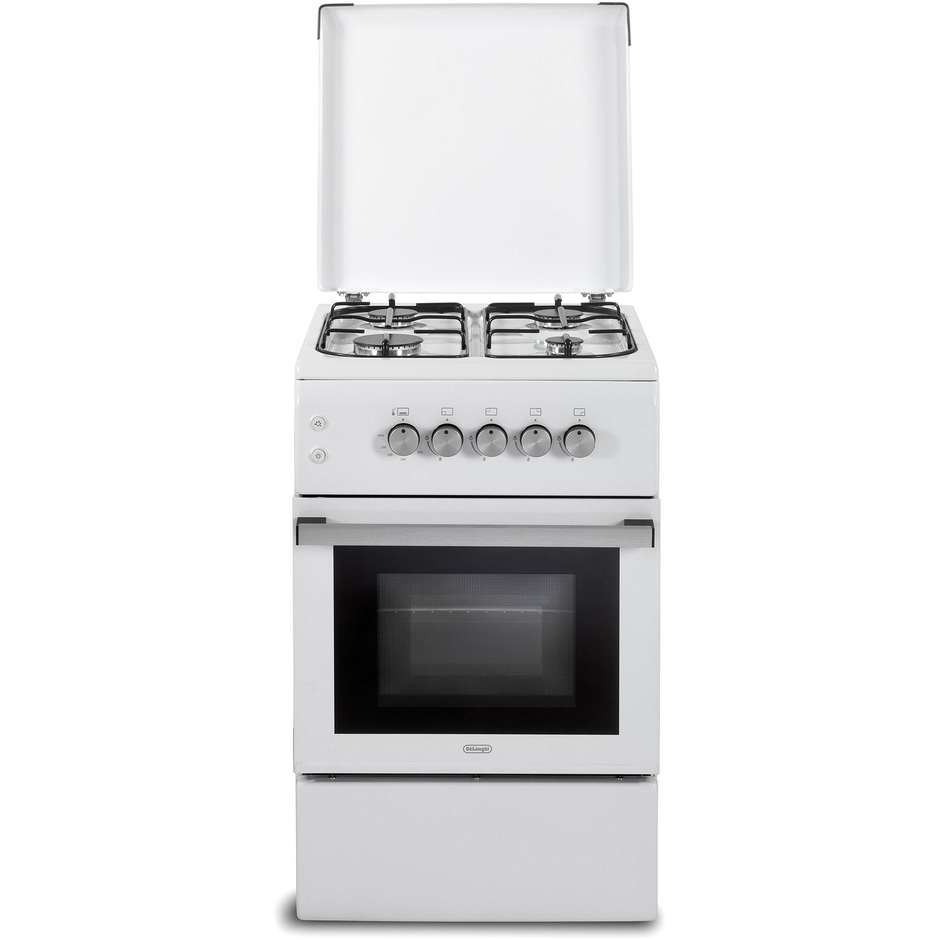 De'Longhi DL554GW2 Cucina a Gas 50x50 cm 4 Fuochi con Forno Gas Bianca