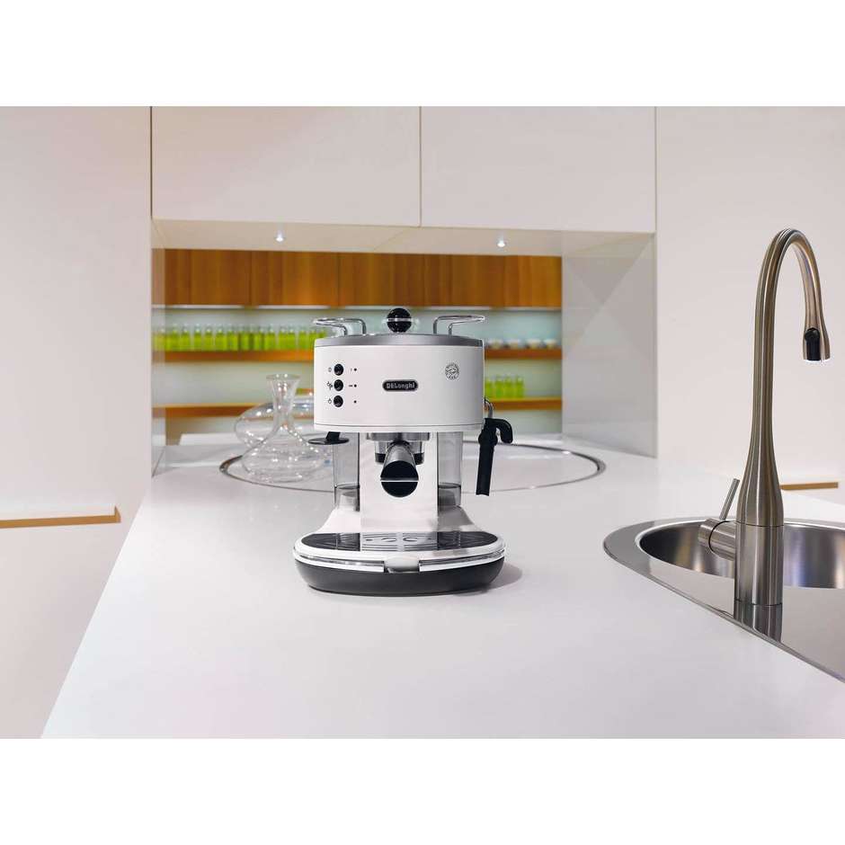 De'Longhi ECO311.W Macchina da Caffè Espresso Manuale, Cialde E.S.E. e Caffè Macinato, 15 bar, 1100 W, Bianco