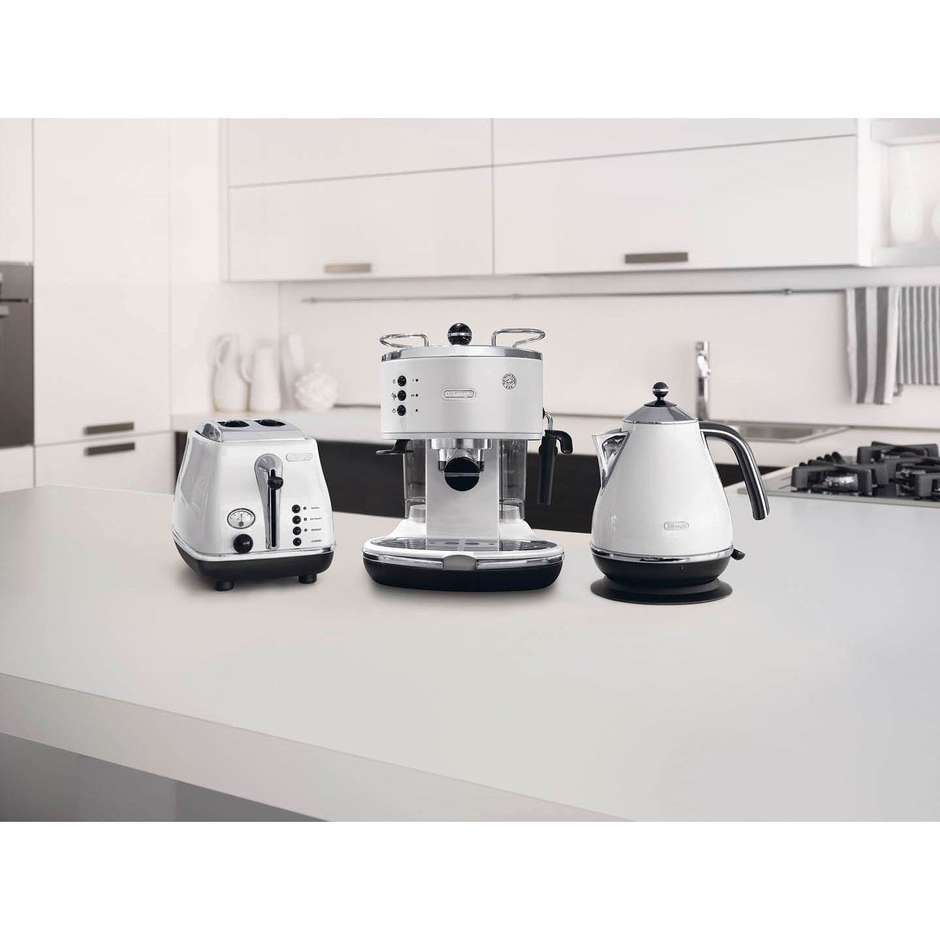 De'Longhi ECO311.W Macchina da Caffè Espresso Manuale, Cialde E.S.E. e Caffè Macinato, 15 bar, 1100 W, Bianco