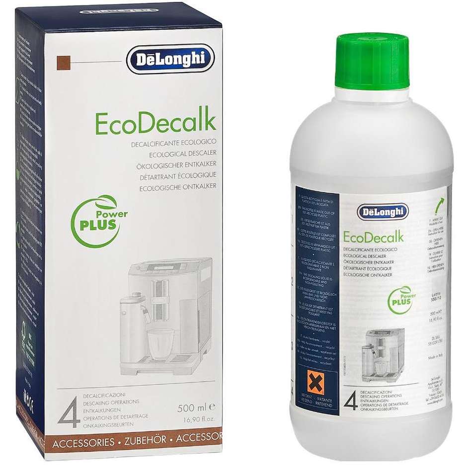 De'Longhi EcoDecalk DLSC500 Flacone Decalcificante Ecologico da 500ml per 5 Cicli di Pulizia Macchine Caff