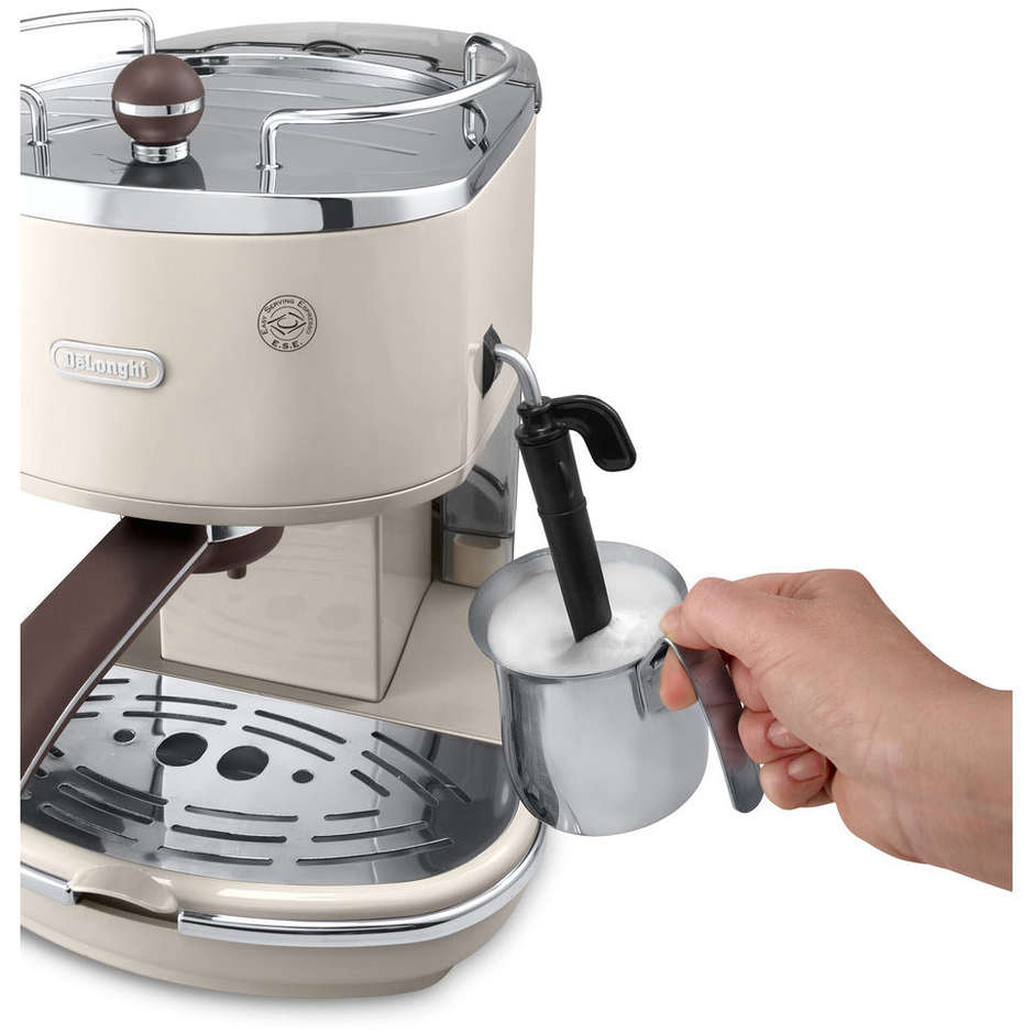De'Longhi ECOV311.BG Icona Vintage Macchina da Caffè Manuale a Cialde e Polvere 15 bar Beige