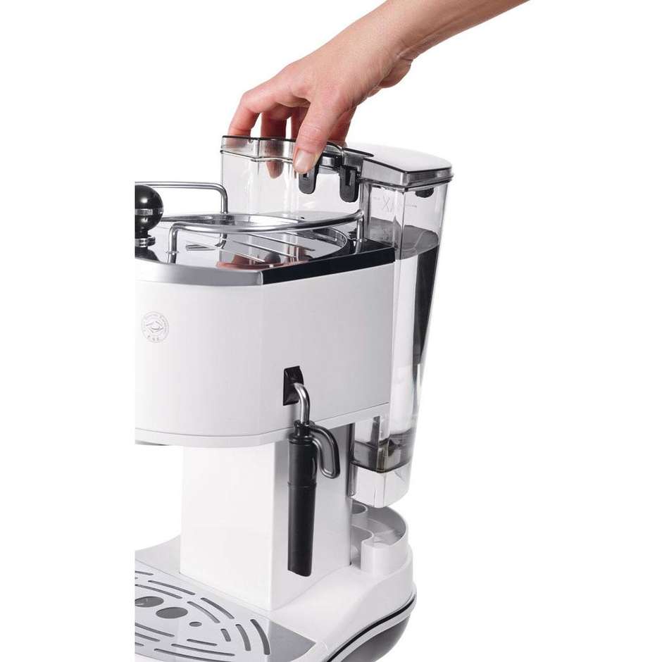 De'Longhi Espresso Manuale ECO311W Macchina da Caffè 1450 W 15 bar Nero, Acciaio inossidabile, Bianco
