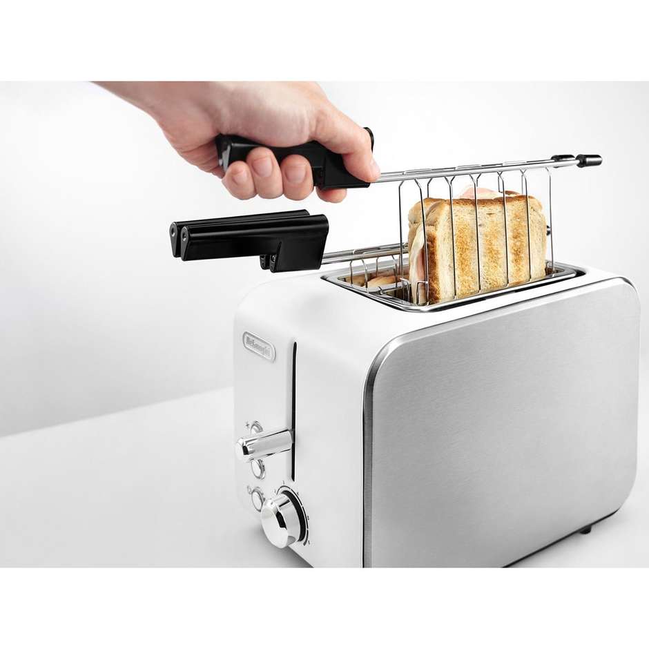 De'Longhi Icona Elements CTX2203.W Tostapane 2 Fette 900W con Pinze Bianco Finitura Opaca