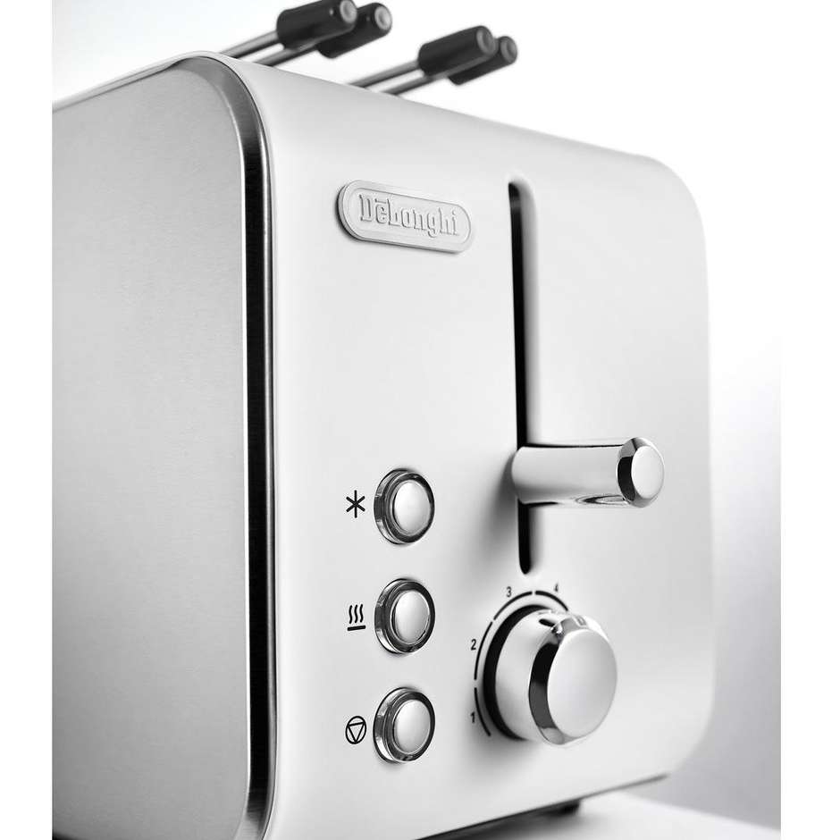 De'Longhi Icona Elements CTX2203.W Tostapane 2 Fette 900W con Pinze Bianco Finitura Opaca