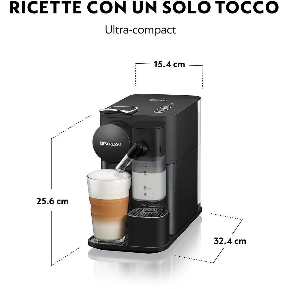 De'Longhi Nespresso Lattissima One EN510.B Macchina da Caffè a Capsule 1450 W Pompa 19 Bar Nero